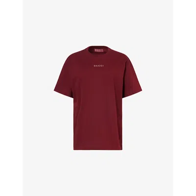 Gucci Womens Rosso Ancora Mc Brand-print Round Neck Cotton-jersey T-shirt Xs