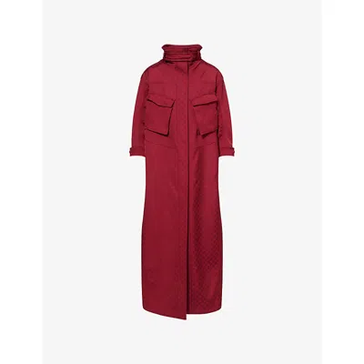 Gucci Womens Monogram Flap-pockets Woven Jacket Rosso Ancora