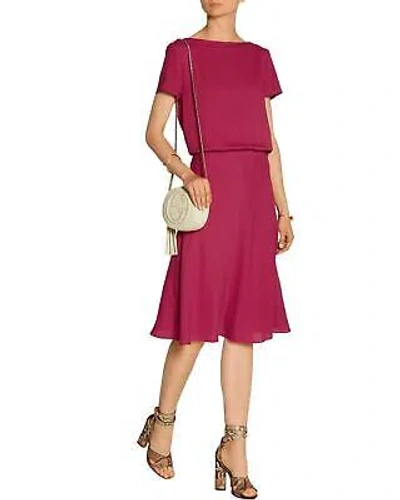 Pre-owned Gucci Womens Silk-crepe Dress Us 0 / Uk 4 / It 36 Petunia In Purple