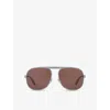 Gucci Womens Gg1514s Pilot-frame Metal Sunglasses Silver In Silver