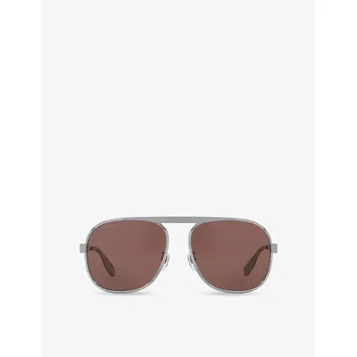 Gucci Womens Gg1514s Pilot-frame Metal Sunglasses Silver