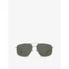 Gucci Womens Silver Gg1676s Pilot-frame Metal Sunglasses
