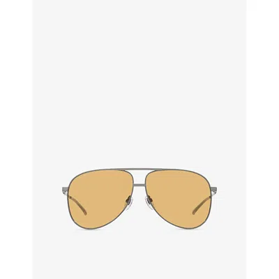 Gucci Womens Silver Gg1677s Aviator Metal Sunglasses