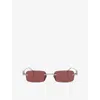 Gucci Womens Gg1808s Rectangle-frame Metal Sunglasses Silver In Silver