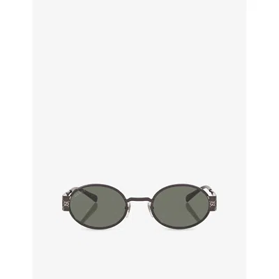 Gucci Womens Silver Gg1854s Round-frame Metal Sunglasses In Black