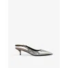 Gucci Womens  Signoria 45 Sling-back Leather Heeled Courts In Silver