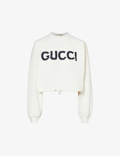 Gucci Womens Sunlight Mix Brand-embroidered Drawstring-hem Cotton-jersey Sweatshirt