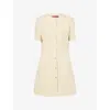 Gucci Womens White Short-sleeve Textured Wool Mini Dress In Neutral