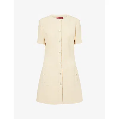 GUCCI WOMENS WHITE SHORT-SLEEVE TEXTURED WOOL MINI DRESS