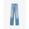 Gucci Womens Light Blue Wide-leg Petite-fit Denim Jeans
