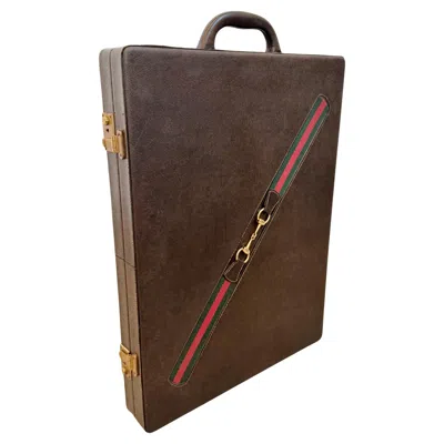 Pre-owned Gucci Wood And Leather Backgammon Set, 1970s Italy In Brown