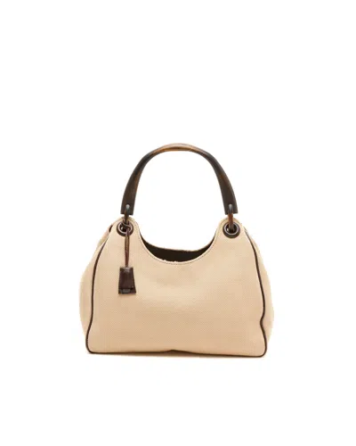 Gucci Wood Handle Hobo Bag In Beige