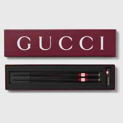 Gucci Wooden Chopsticks With Web Detail In Undefined