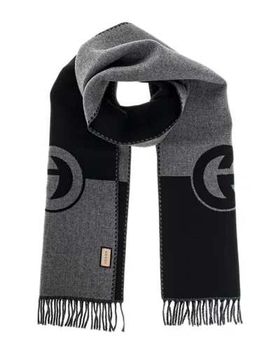 Gucci Wool & Cashmere-blend Scarf In Grey