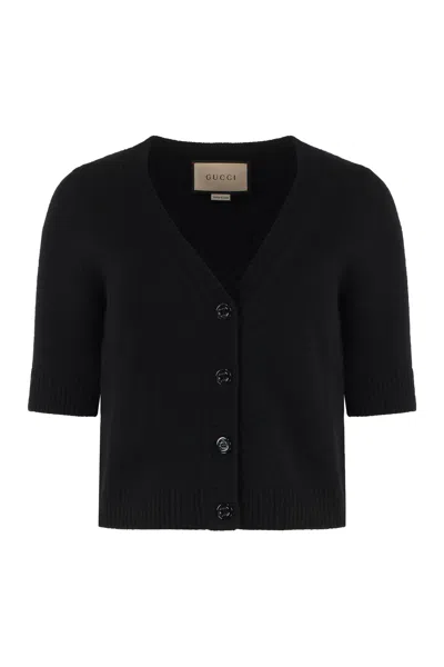 Gucci Wool And Cashmere Cardigan In Black