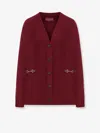 Gucci Wool And Cashmere V-necked Cardigan In Red