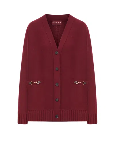 Gucci Wool And Cashmere Cardigan In Red
