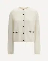 Gucci Women Wool And Cashmere Cardigan With Metal Horsebit In White