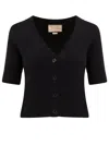 Gucci Wool And Cashmere Cardigan With  Intarsia In Black