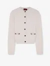 Gucci Women Wool And Cashmere Cardigan With Metal Horsebit In White