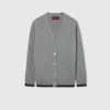 Gucci Wool And Cashmere Cardigan With Web In Grey