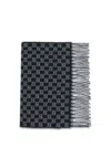 Gucci Men Wool And Cashmere Scarf With A Gradient Gg Motif In Black