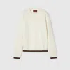 Gucci Wool And Cashmere Sweater With Web In Neutral