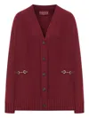 Gucci Wool And Cashmere V-necked Cardigan In Red