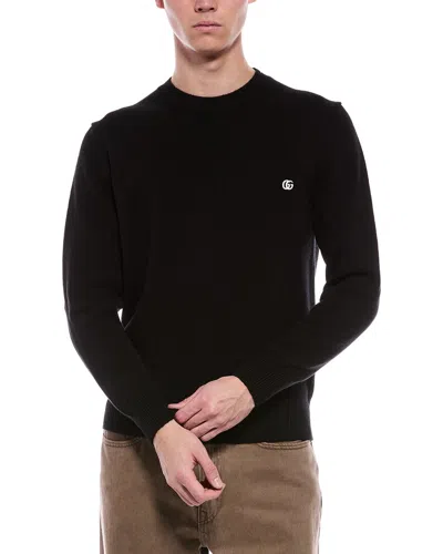 Gucci Wool & Cashmere-blend Crewneck Sweater In Black