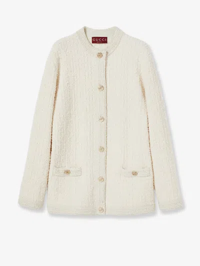 Gucci Wool And Cotton Blend Cardigan In White