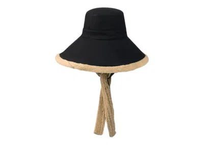 Pre-owned Gucci Wool And Eco Fur Wide Brim Hat In Midnight Blue Beige