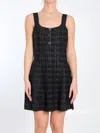 Gucci Check-pattern Lamé-effect Mini Dress In Black
