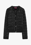 Gucci Women's Black/silver Wool And Lamã© Checked Cardigan | Size Medium | 805754xkedi In Black