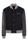 Gucci Logo-patch Wool And Leather Varsity Jacket In Black