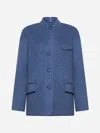 Gucci Wool Blend Melange Aviator Jacket Women In Avio Melange
