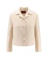Gucci Wool And Silk Blazer With All-over Gg Motif In Neutral