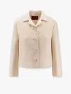 Gucci White Jacket With Notched Revers In Gg Canvas Woman