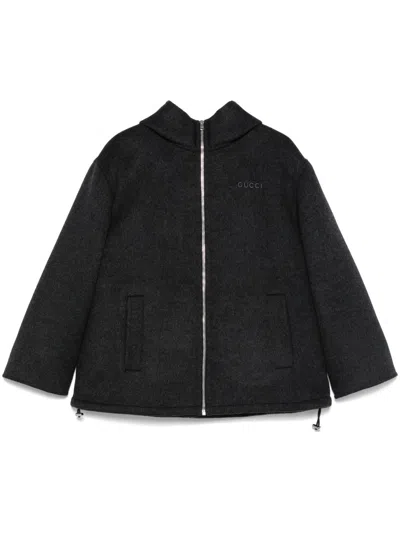 Gucci Wool And Silk Blend Caban In Grey