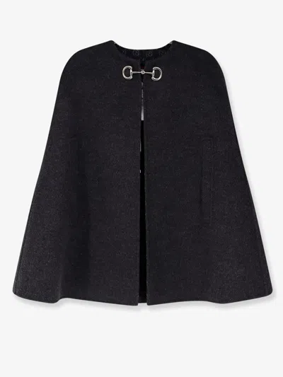 Gucci Wool And Silk Cape In Grey