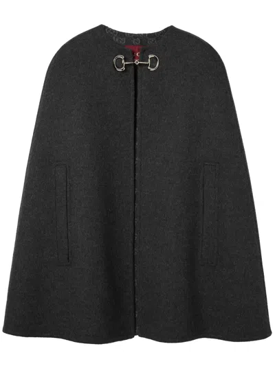 GUCCI WOOL AND SILK CAPE WITH CLASP
