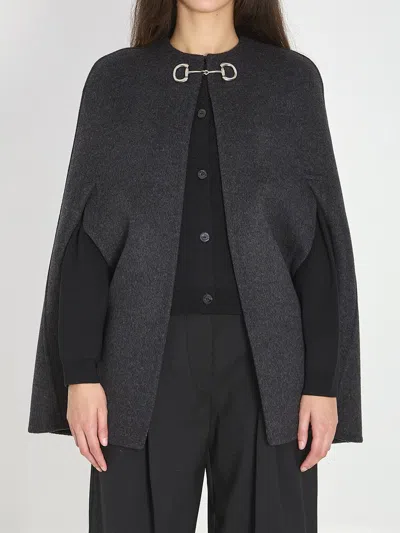 GUCCI WOOL AND SILK CAPE WITH MORSETTO