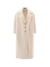 Gucci Women Wool And Silk Crepe Coat With All-over Gg Motif In Neutral