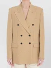 Gucci Women Wool And Silk Double-breasted Jacket In Brown