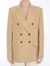 Gucci Wool And Silk Double-breasted Jacket In Nude