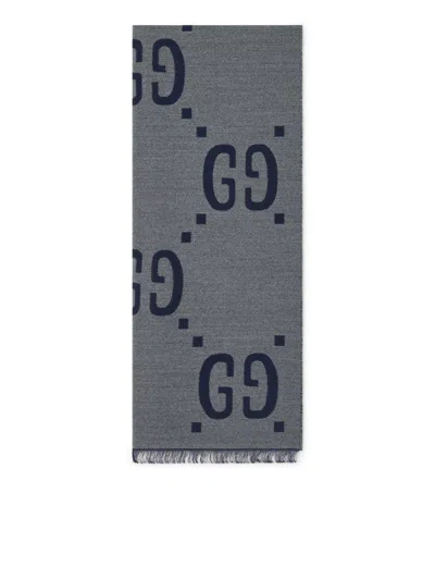Gucci Scarf With Logo In Blue