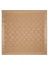 Gucci Women Wool And Silk Jacquard Shawl With Gg Pattern In Brown