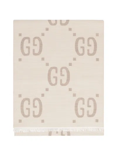Gucci Wool And Silk Scarf In Gray