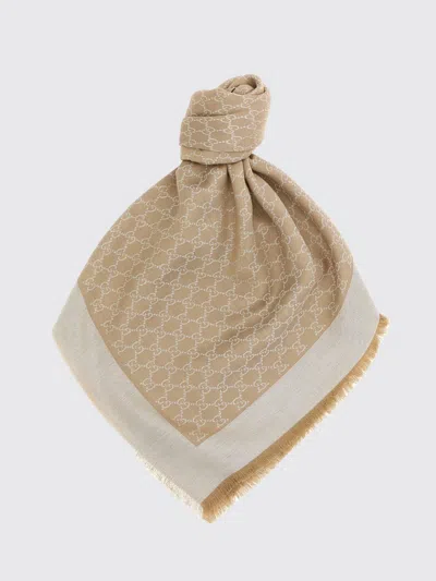 Gucci Wool And Silk Scarf In Neutral