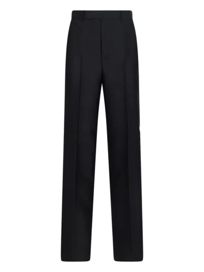 Gucci Wool And Silk Straight Pants In Black