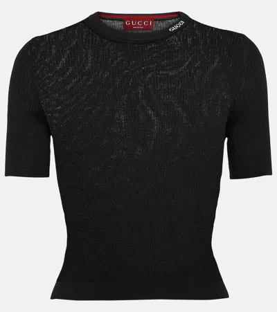 Gucci Wool And Silk Sweater In Black